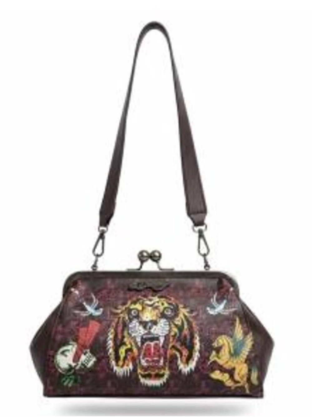 Ed Hardy Graphic Rhinestone Tiger Clutch / Shoulder Bag NWT - Picture 2 of 6